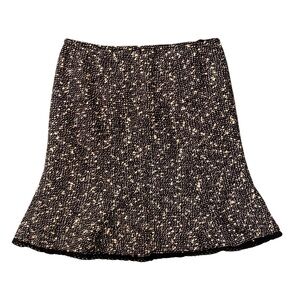 Newport News‎ Skirt Size 14 Tweed Bell Cream Black Crochet Lace Hem Vintage Y2K